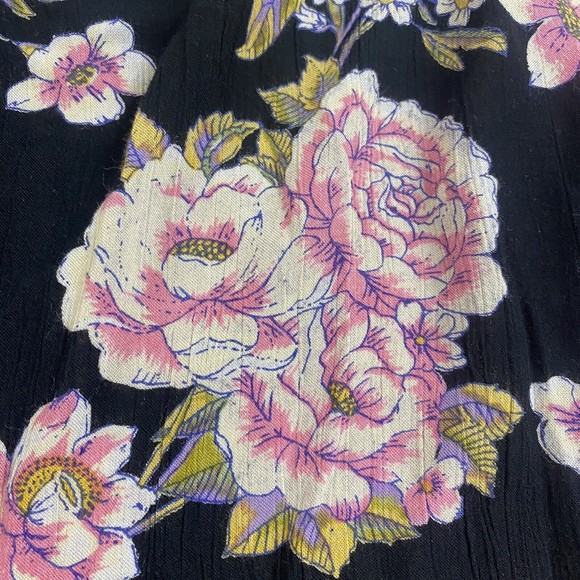 Angie Womens Floral Boho Kimono Duster L Black Rayon Festival Flowy - Picture 8 of 8